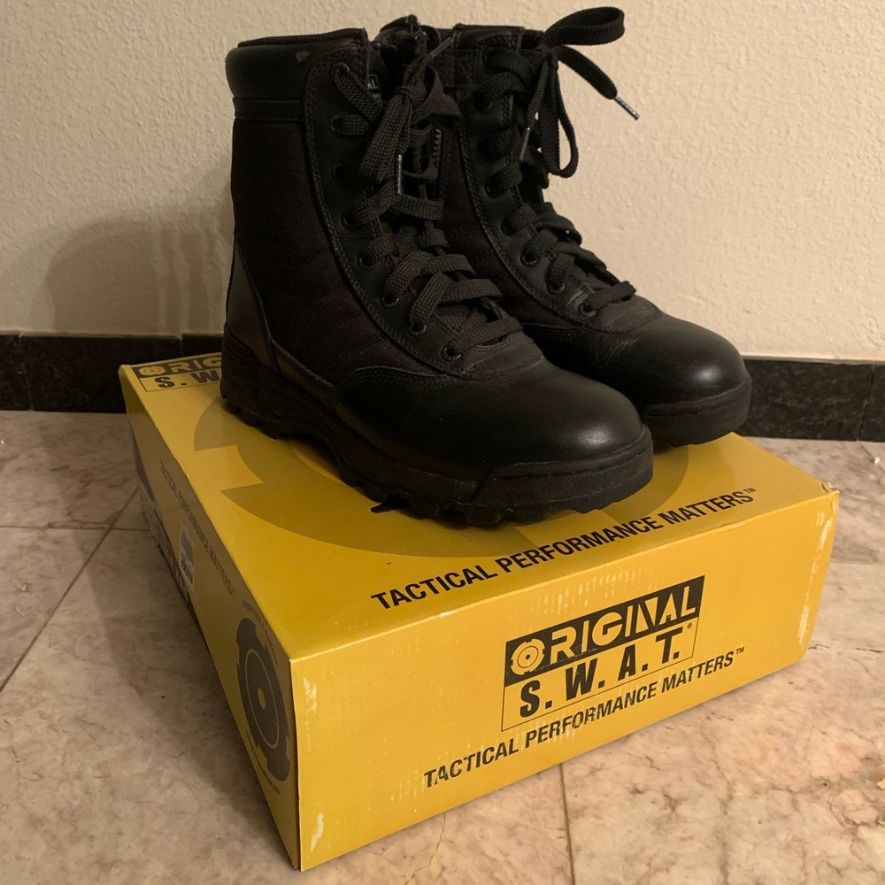 Original SWAT Boots Men Classic 9” Side Zip Black Leather Men’s Size 9.5